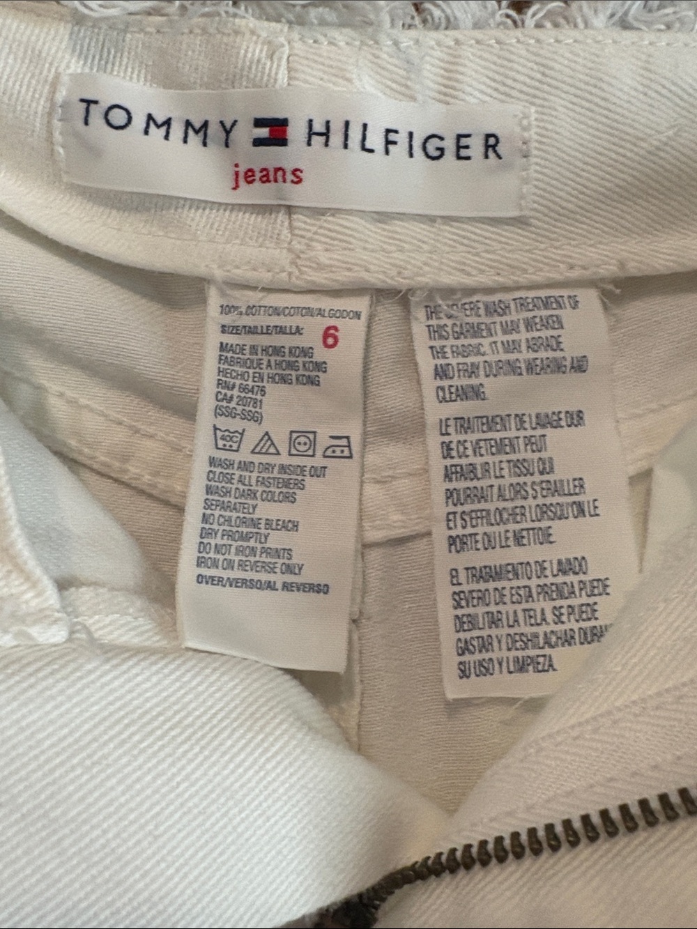 Tommy Hilfiger White Straight-Leg Jeans with Red Stripes and Blue Stars - Picture 2 of 10